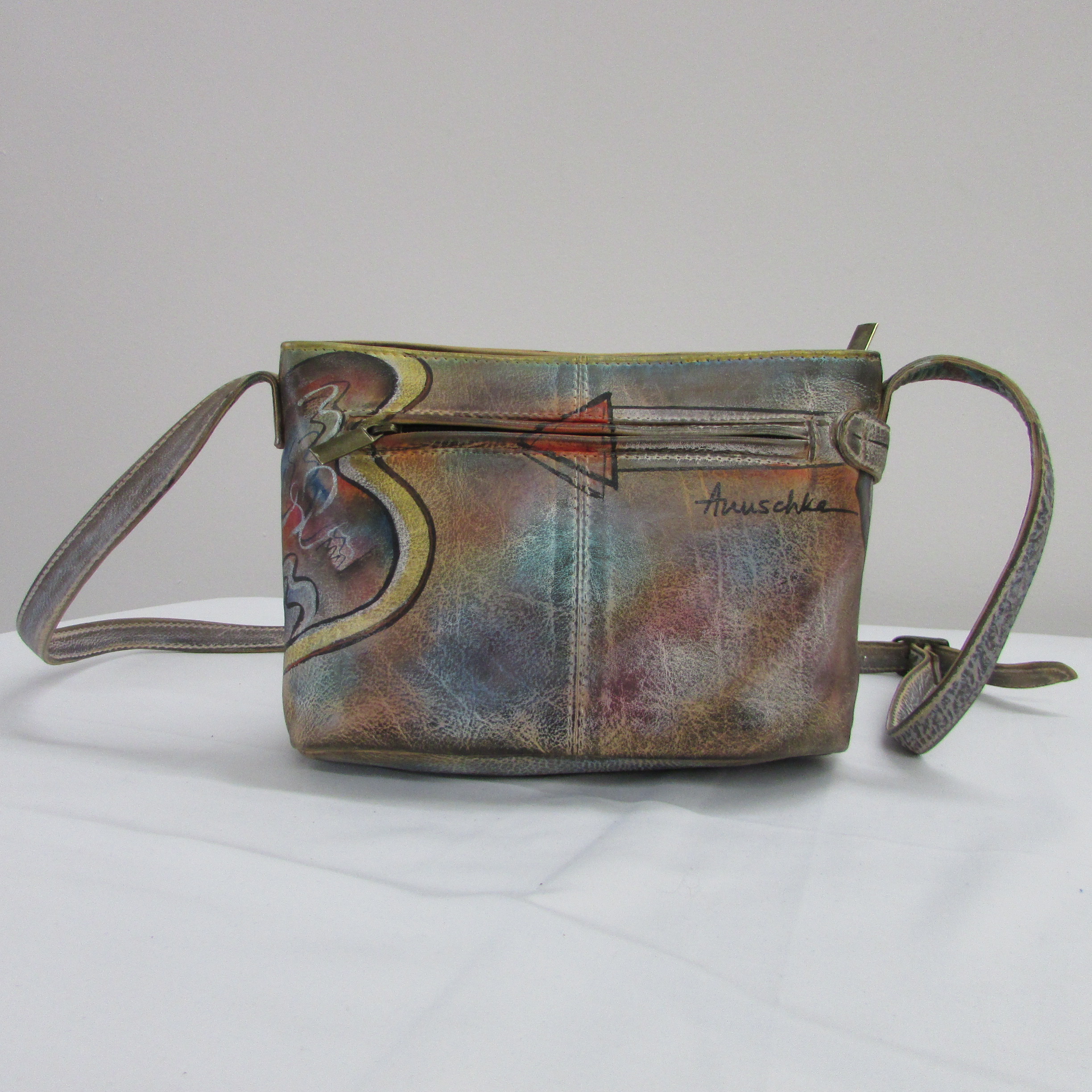 Anuschka Vintage Artwork Crossbody Shoulder Bag Purse