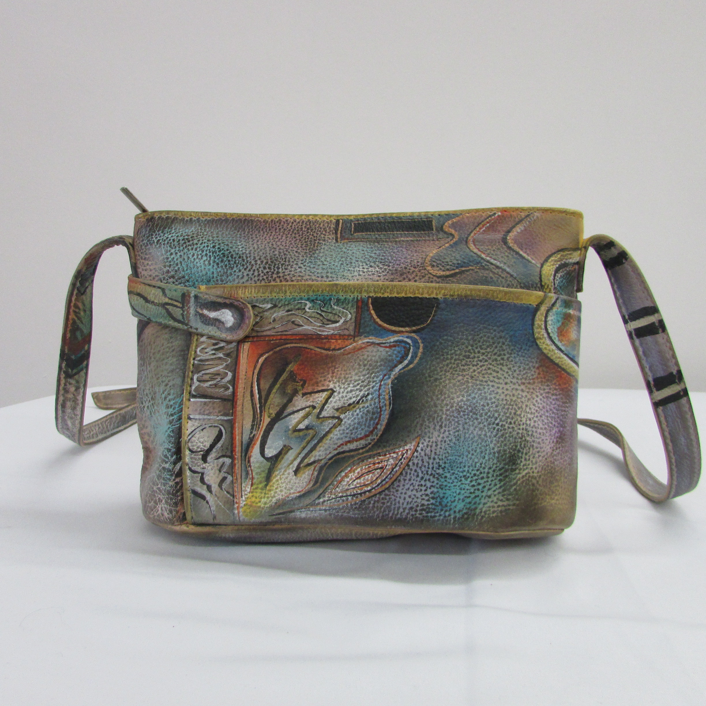 Anuschka Vintage Artwork Crossbody Shoulder Bag Purse - Image 2