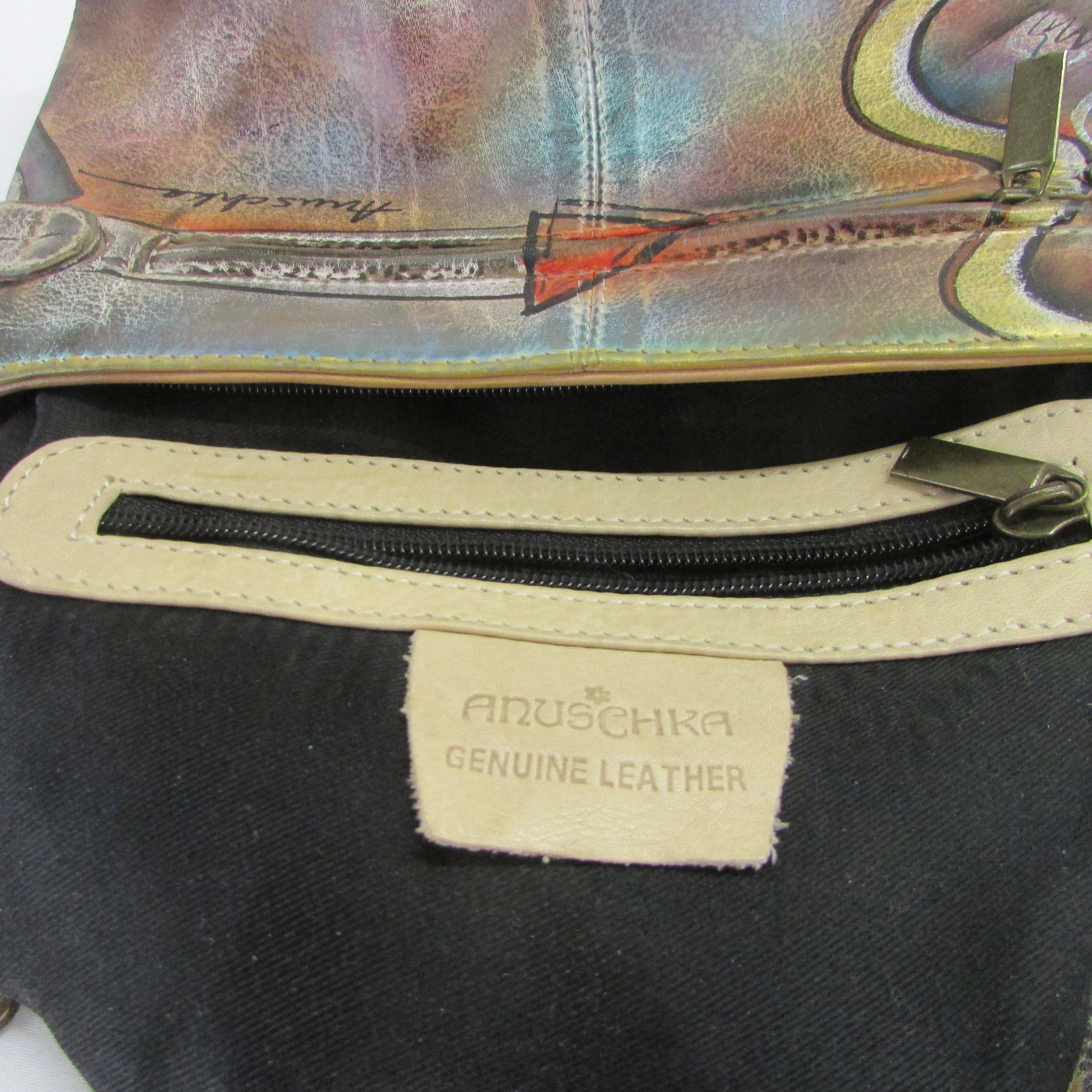 Anuschka Vintage Artwork Crossbody Shoulder Bag Purse - Image 8