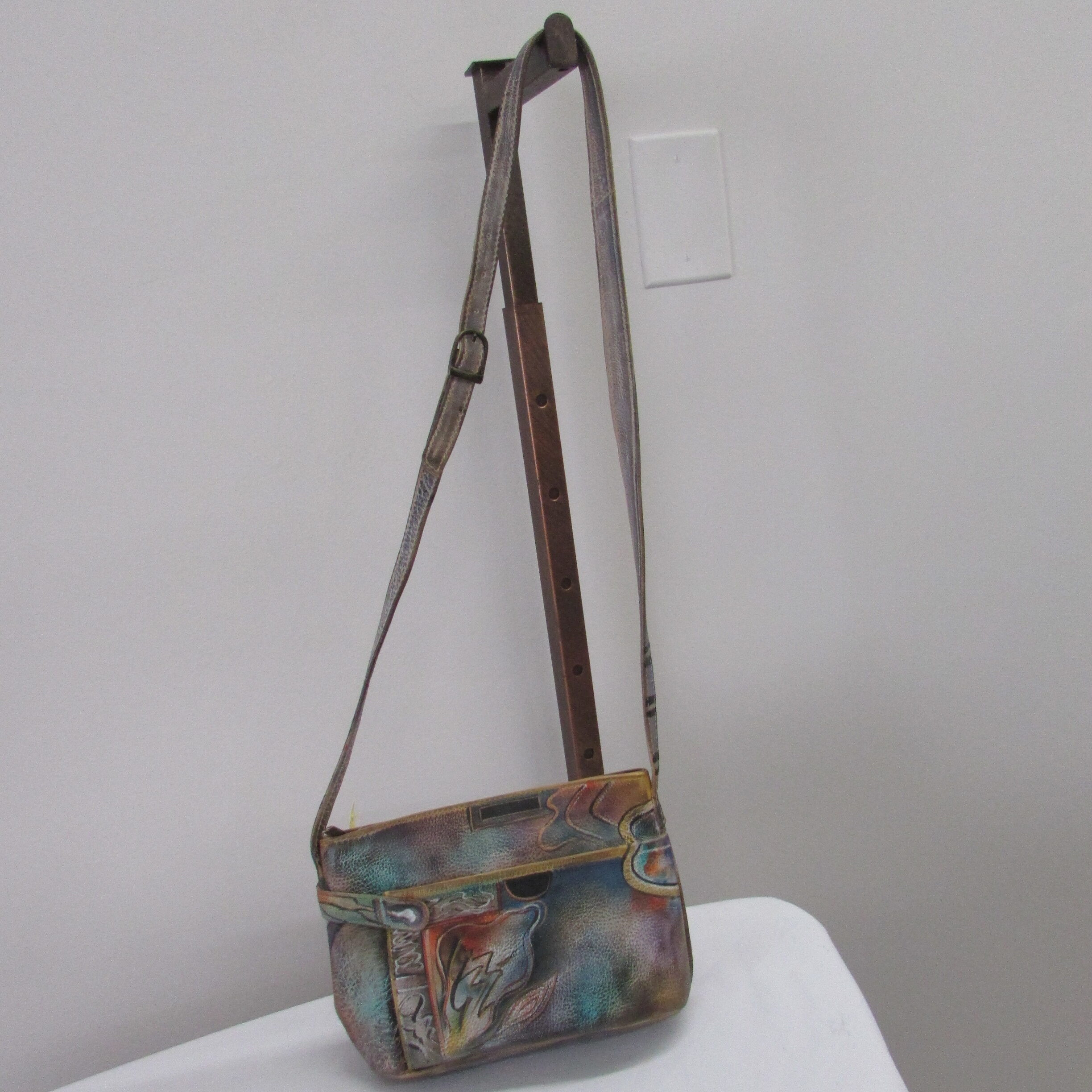 Anuschka Vintage Artwork Crossbody Shoulder Bag Purse - Image 10