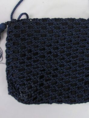 Sharif Vintage Blue Crocheted Crossbody Bag with Hinged Closure