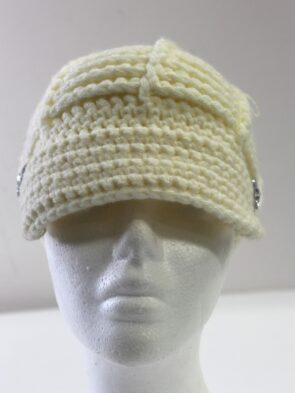 Unbranded Cream Handknitted Cap w Silver Accent Studs