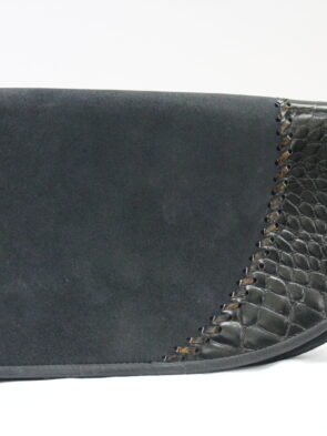 Unbranded Black Genuine Leather/Suede Envelope Bag (Gun Purse