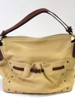 Aqua Madonna Vintage Leather Cream Shoulder Bag