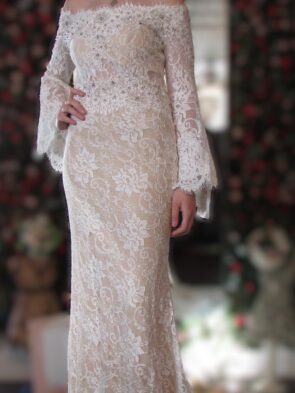 Morilee by Madeline Gardner 3/4 Flared Sleeve Bridal Gown Size 6