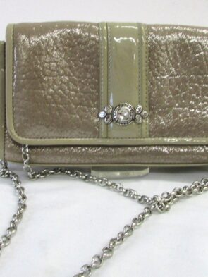 Vintage Brighton Small Biege Clutch with Chain Straps