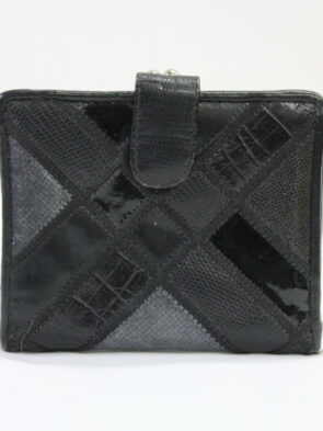 Sharif Black Vintage Leather Patch Bi Fold Wallet