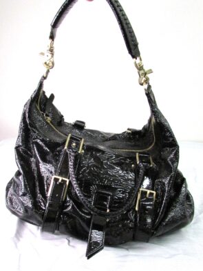 Botkier Vintage Black Leather Tote w Strap