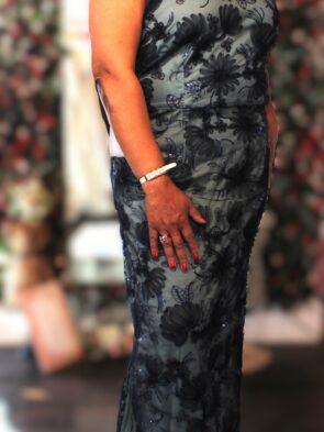 J S Collections Blue Green Floral Gown Size 16