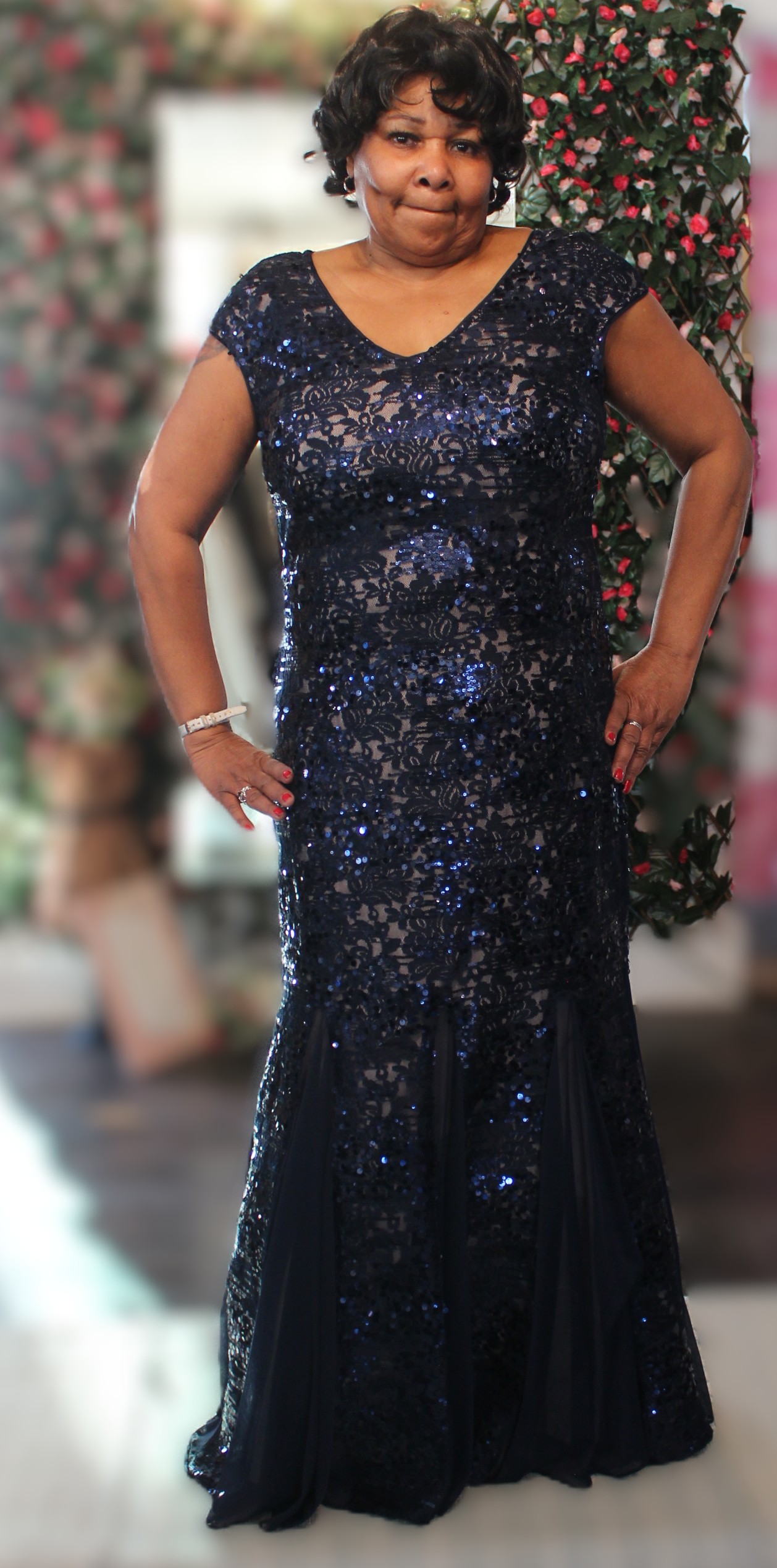 Alex Evenings Blue Sequins Gown Size 14