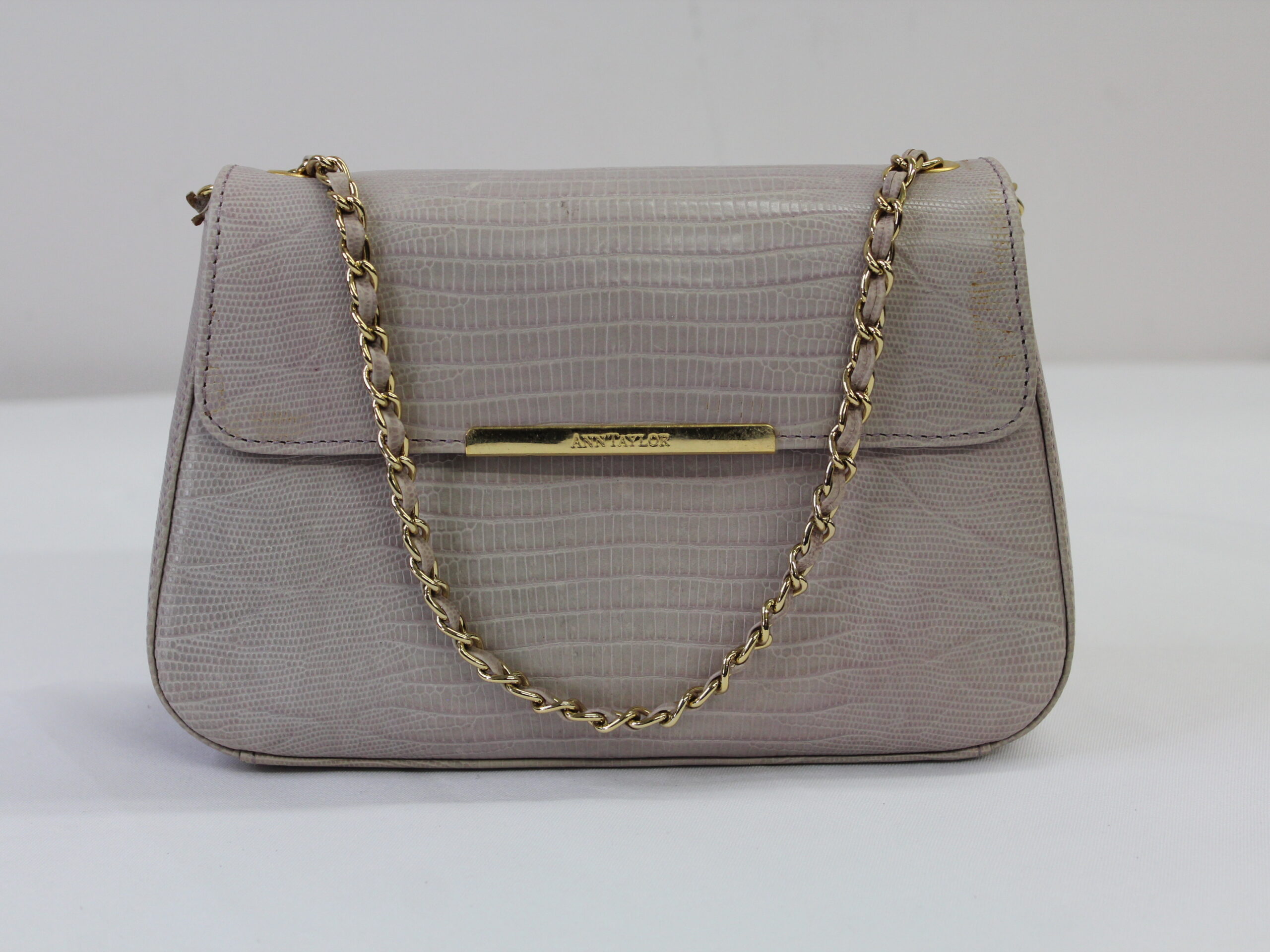 Ann Taylor Vintage Gray Leather Shoulder Purse