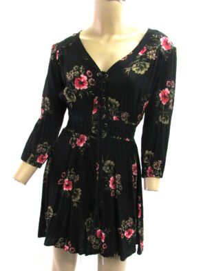 American Rag Dress, Black Floral Print Size M