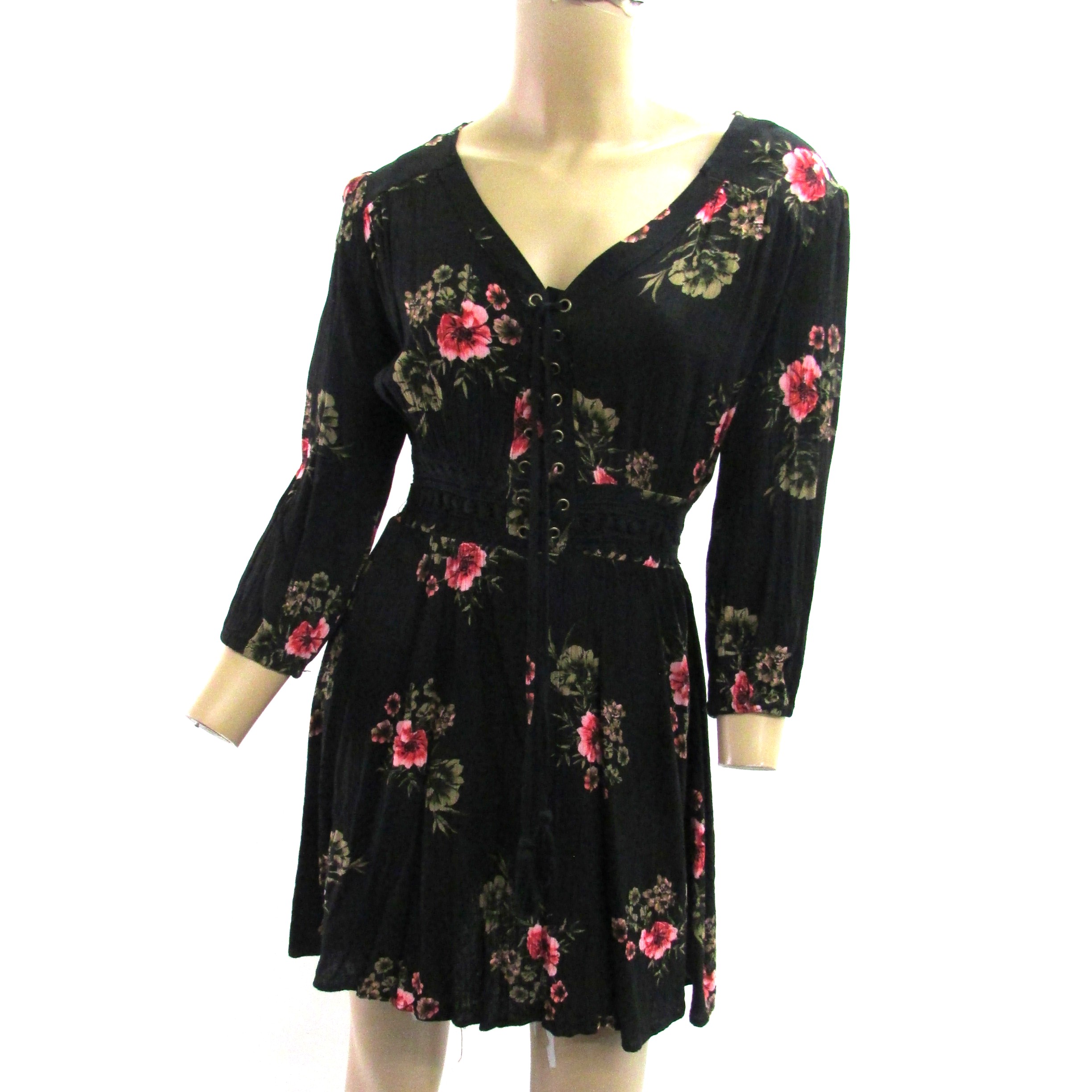 American Rag Dress, Black Floral Print Size M