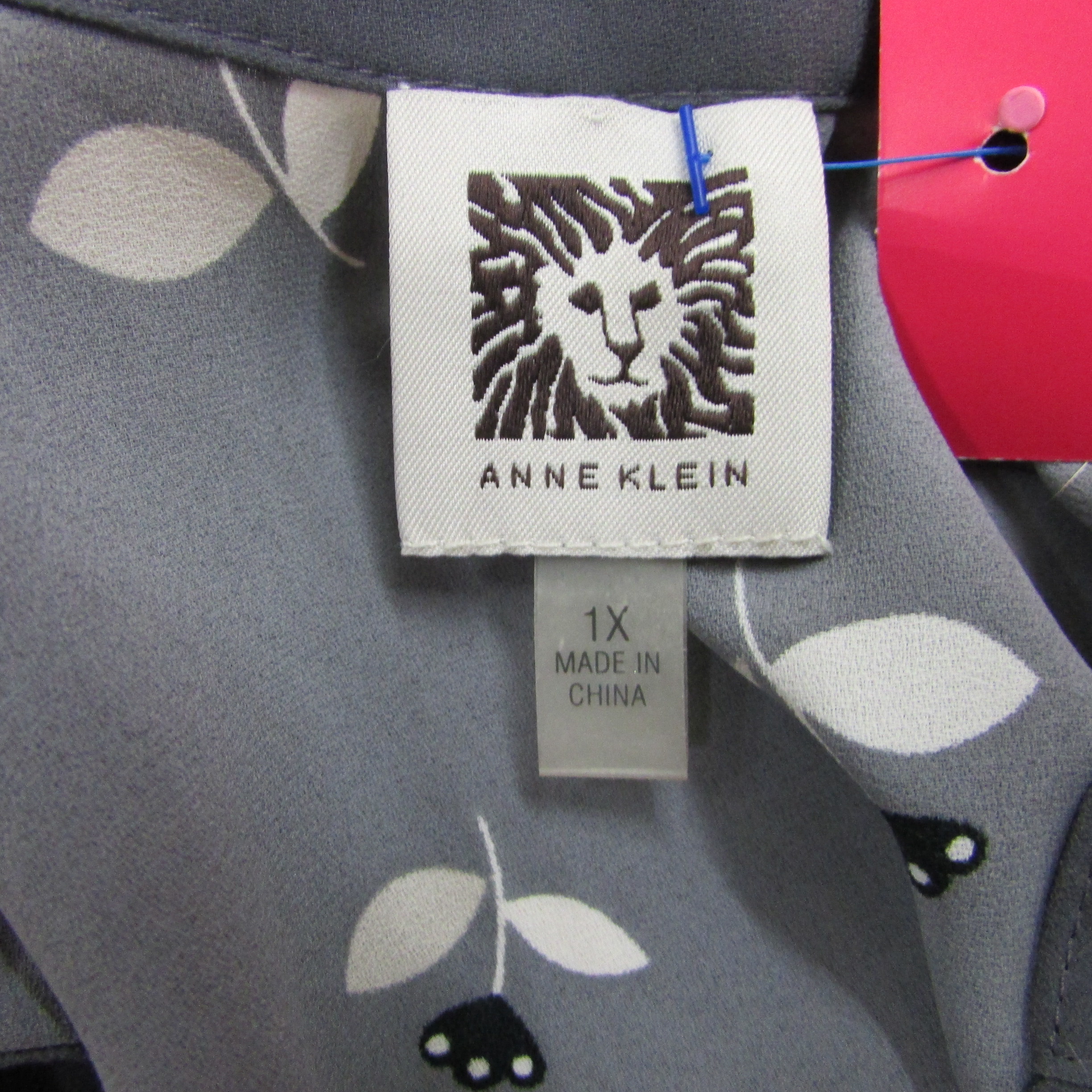 Anne Klein Vintage Gray Dress w Floral Print Size 1X - Image 3
