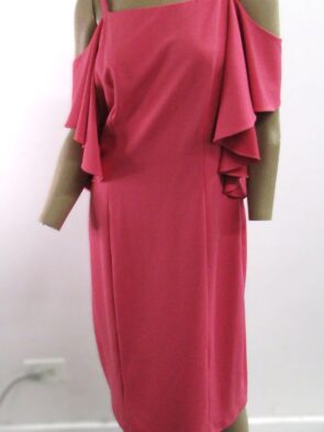 Adrianna Papell Vintage Pink Dress w Ruffles around Arms Size 12