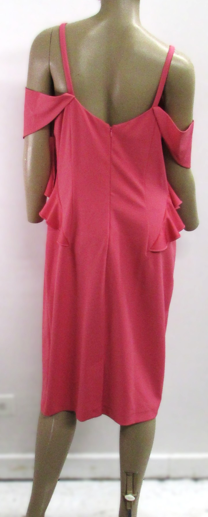 Adrianna Papell Vintage Pink Dress w Ruffles around Arms Size 12 - Image 3