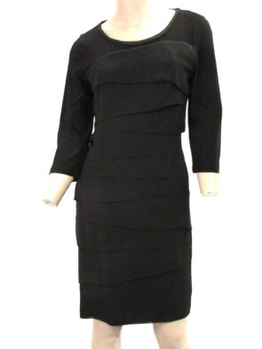 White House Black Market Black Tiered Fitted Dress Size XS