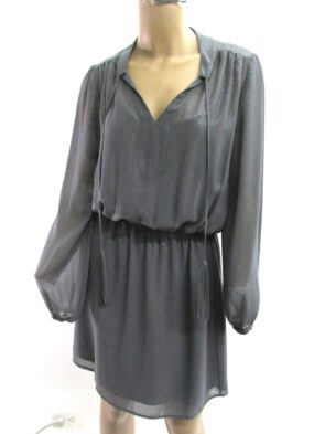 White House Black Market Dress, Gray w Silver Accent, Lined Size 4