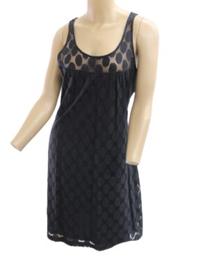 International Concepts Vintage Black Sheer Dress w Liner Size L