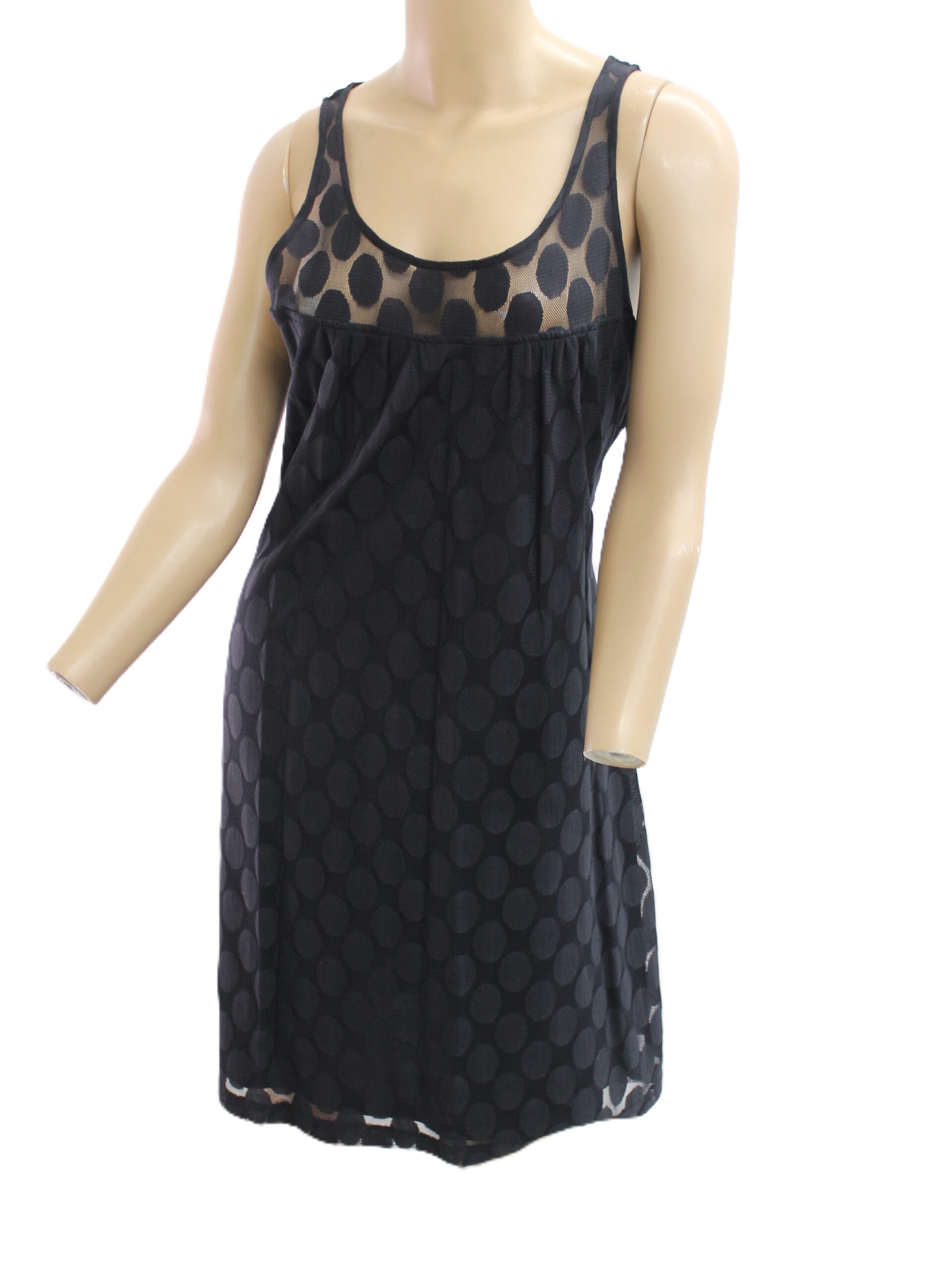 International Concepts Vintage Black Sheer Dress w Liner Size L