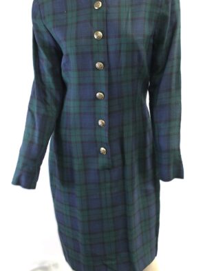 Santa Fe Vintage Plaid Blue/Green Dress Size 10