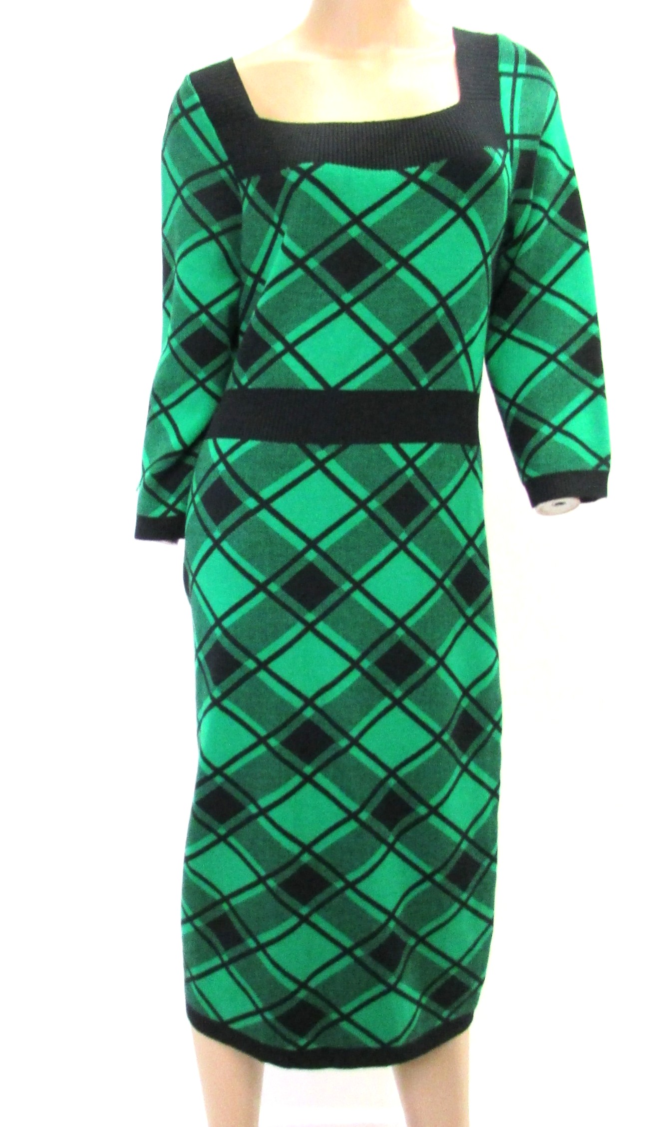 NY&C Green and Black Plaid Business Casual Button Dress Size XL