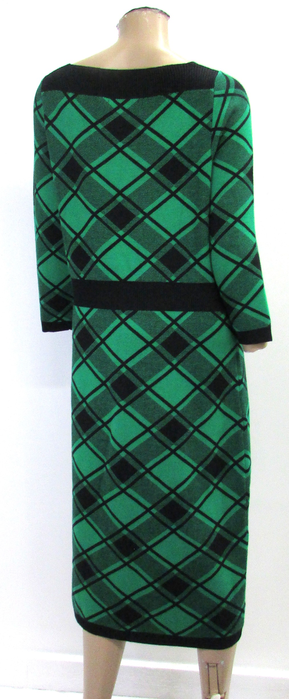 NY&C Green and Black Plaid Business Casual Button Dress Size XL - Image 3