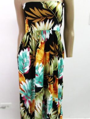 Beeunig Vintage Multicolor Floral Print Sleeveless & Strapless Dress Size S