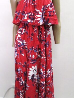 Japna Vintage Multicolor Floral Print Sleeveless & Strapless Dress Size S