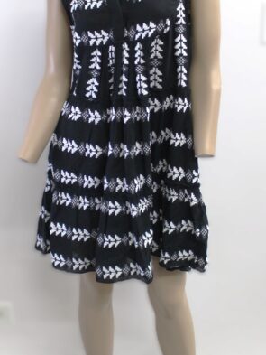 Elan Vintage Sleeveless Black & White Embroidered Dress Size M