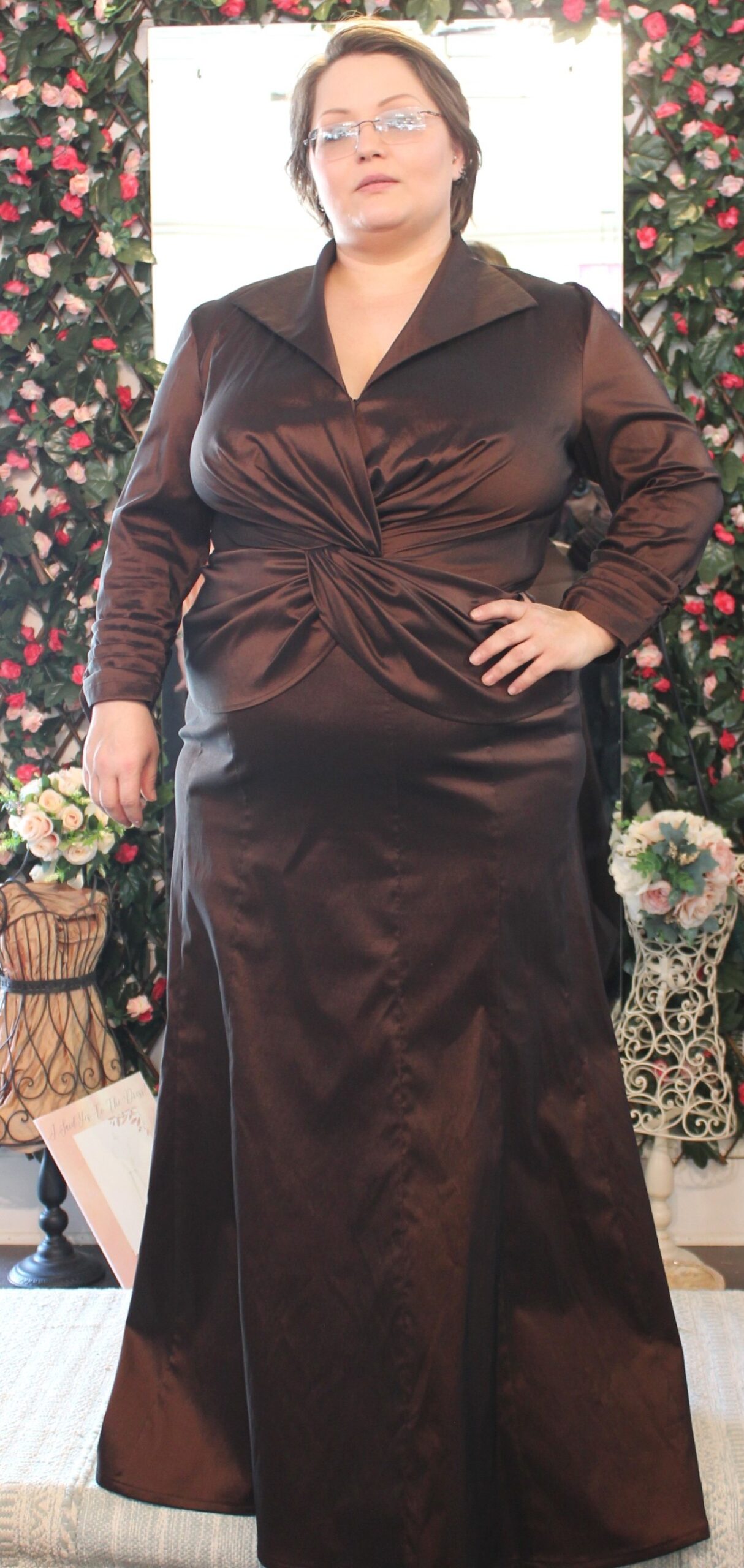 Tadashi Shoji Brown 2 Piece Formal Skirt Set Size 16