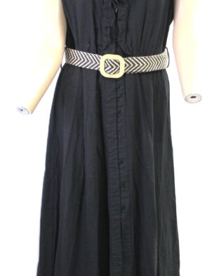 Ellen Tracy Vintage Black Sleeveless Dress w Belt Size L