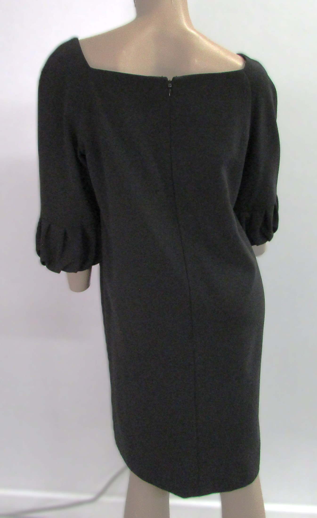 Jones New York Black Dress w 3/4 Sleeves and Jewels on Front Size 8 - Image 3