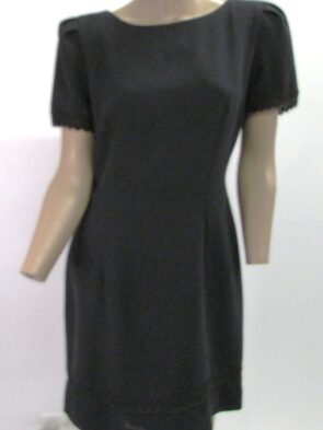 Donna Morgan Vintage Black Fringe Short Sleeve Dress Size 8
