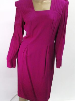 Liz Clariborne Vintage Pink Long Dress w Pleated Shoulder Design Size 6