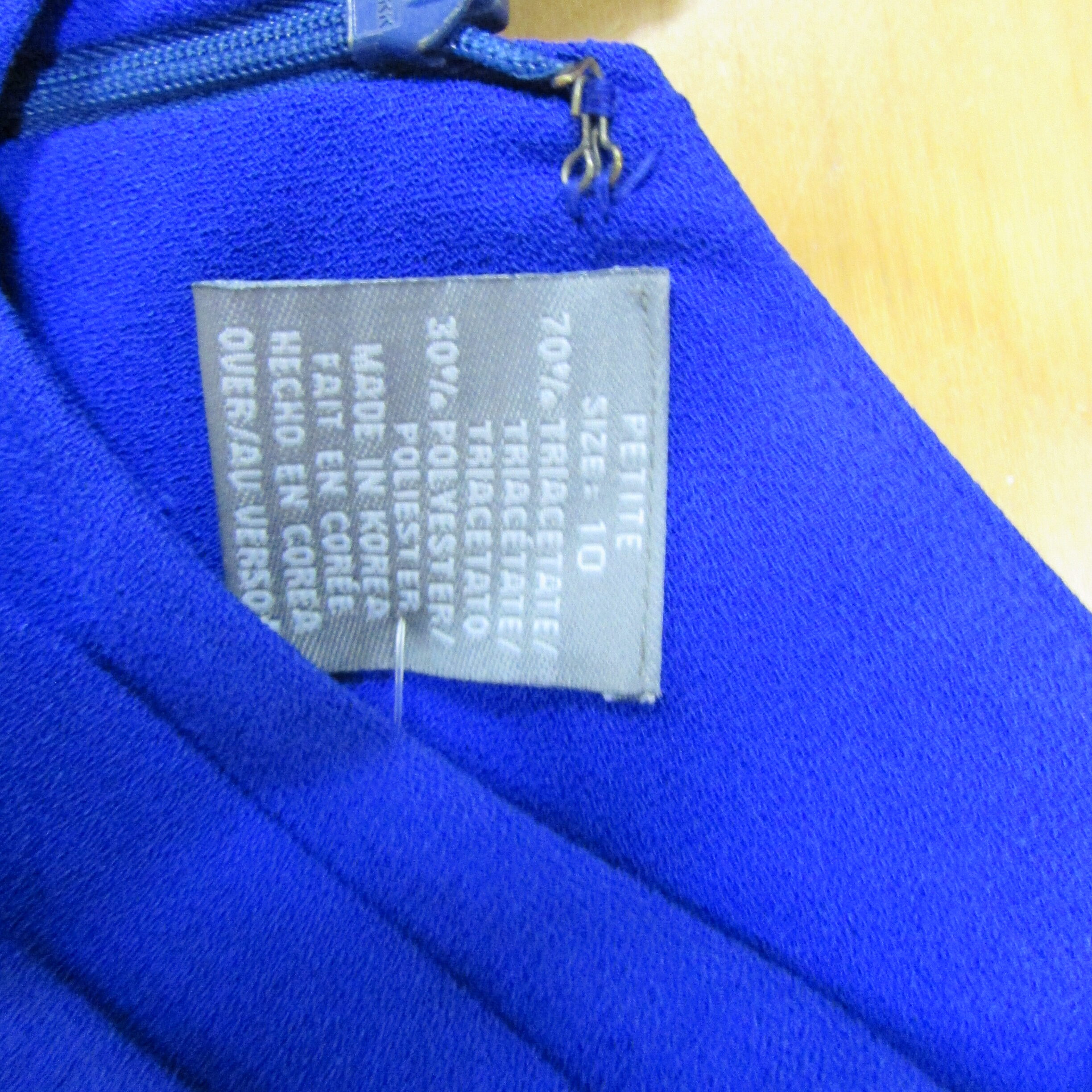 Liz Clariborne Vintage Blue Dress w V-Neck and Brooche Size 10 - Image 5