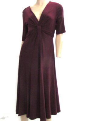 Jones New York Vintage Dark Red V Neck Twist Tie Front Dress  Size 8