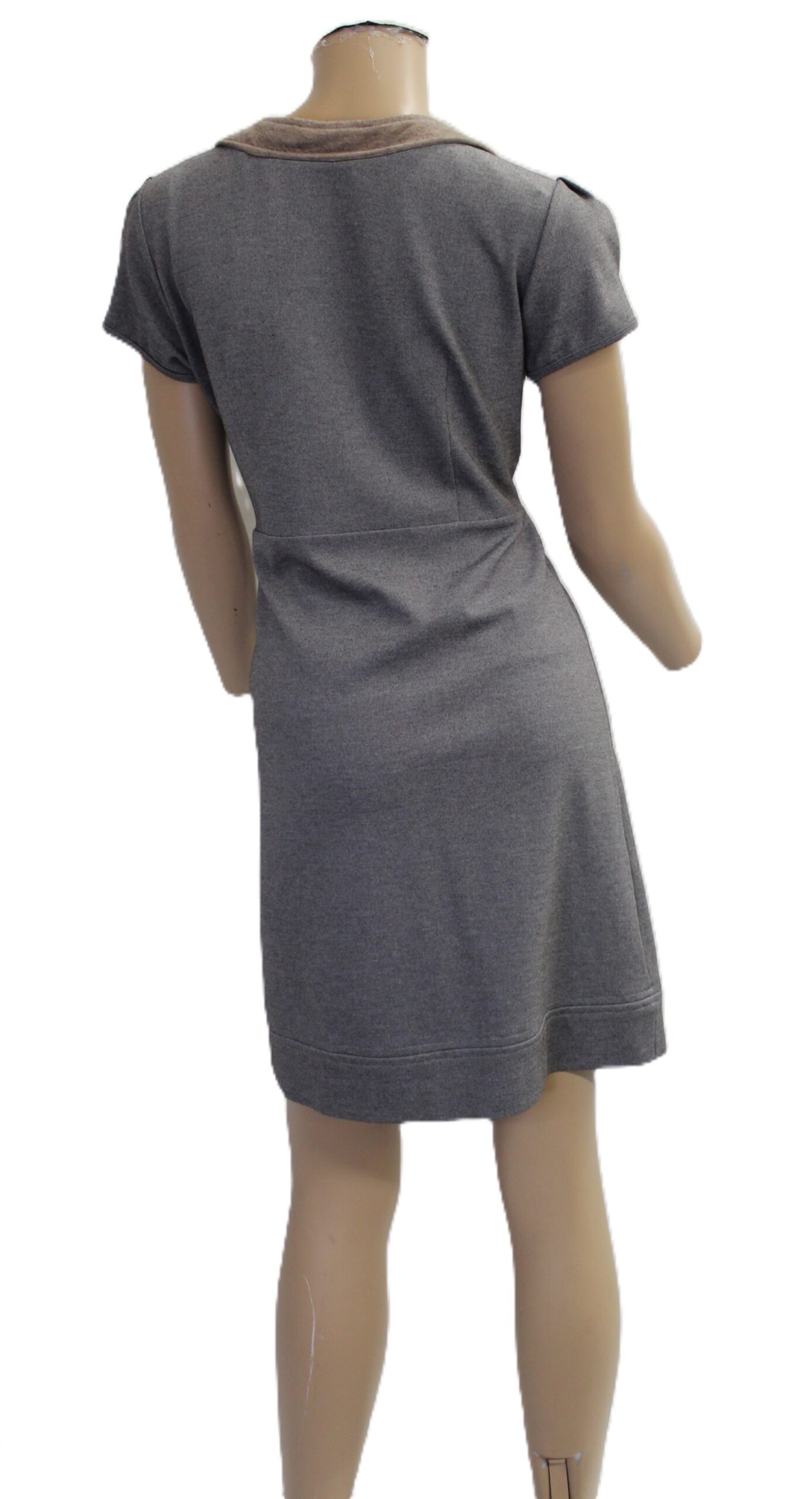 Theme Vintage Gray Cap Sleeve Front Zipper Dress Size M - Image 3