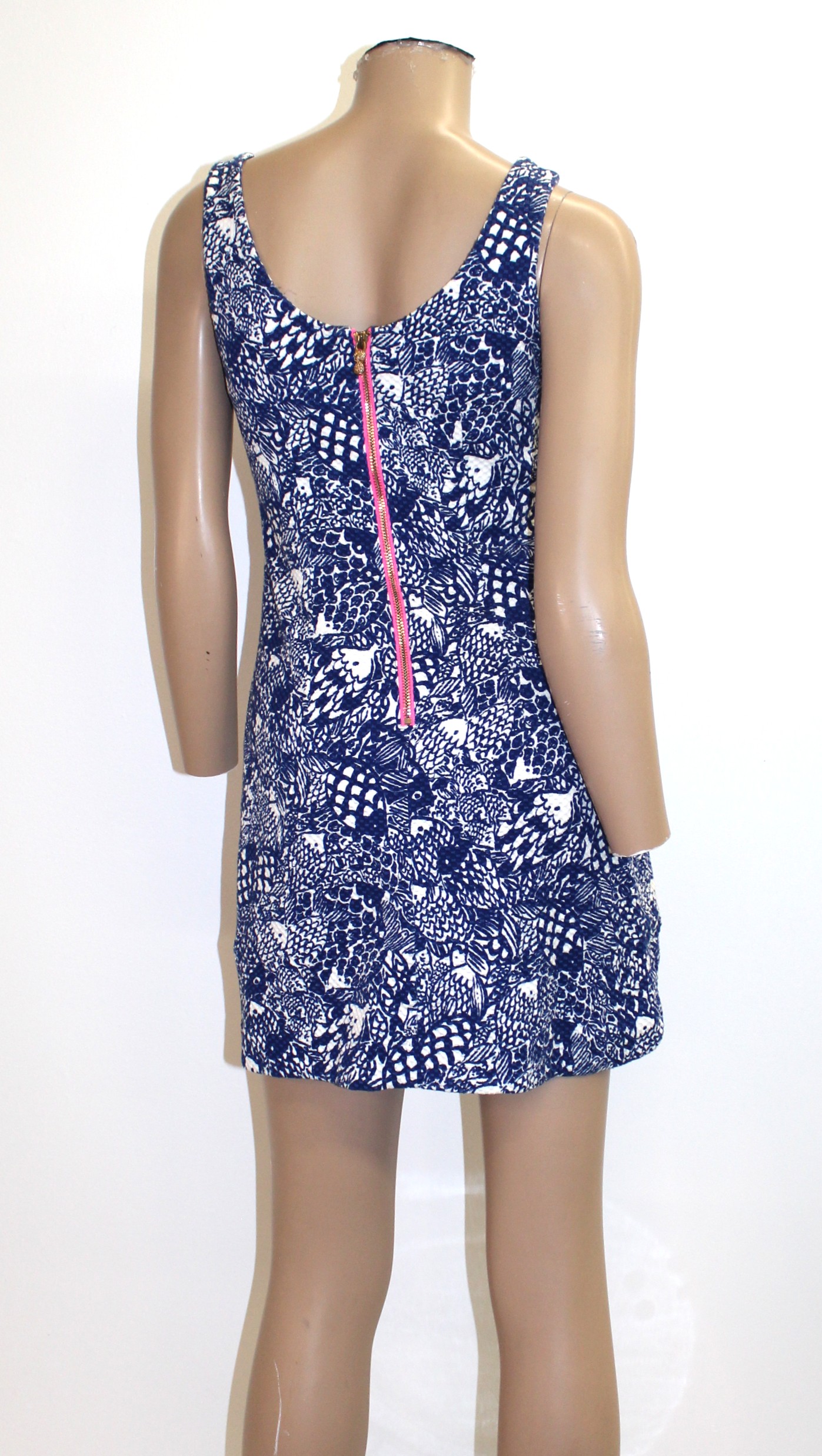 Lilly Pulitzer Vintage Blue & White Dress w Textured Fabric Size 2 - Image 3