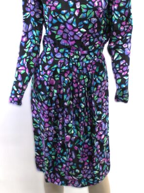 Maggy London Vintage Black Floral Print Long Sleeve Dress Size 4