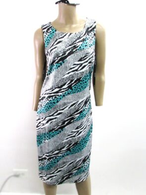 Frank Lyman Vintage Multicolor Sleeveless Zebra/Cheetah Print Dress Size 10