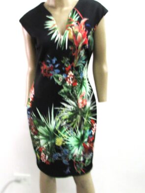 Frank Lyman Vintage Multicolor Sleeveless Floral Print Dress Size 8