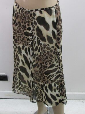 Le Suit Animal Print A-Line Skirt w Tie Belt Size 6