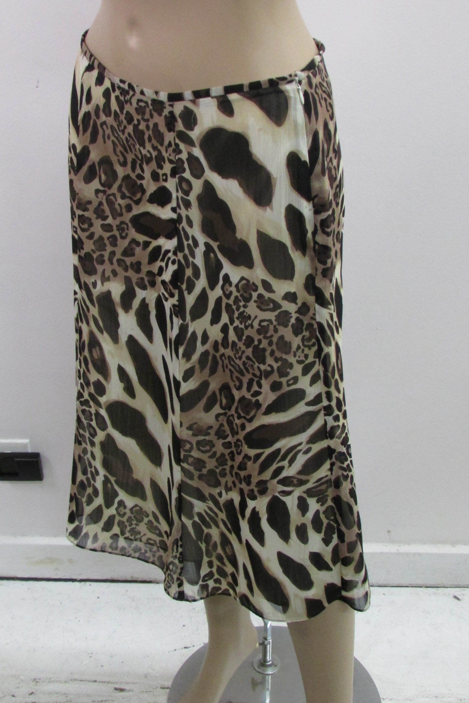 Le Suit Animal Print A-Line Skirt w Tie Belt Size 6