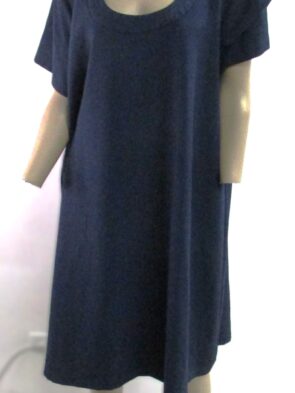 Susan Graver Vintage Long Blue Dress w Short Sleeves Size XL