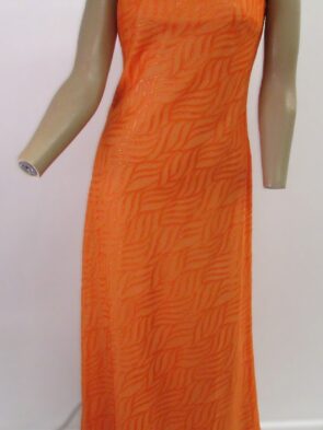 Coty Vintage Orange Sparkle Sleeveless Maxi Dress Size S