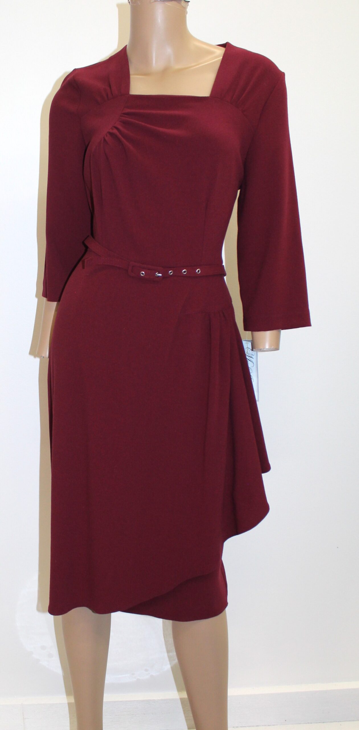 Mes Amies Boutique Vintage Maroon Dress w Slim Belt Size 12