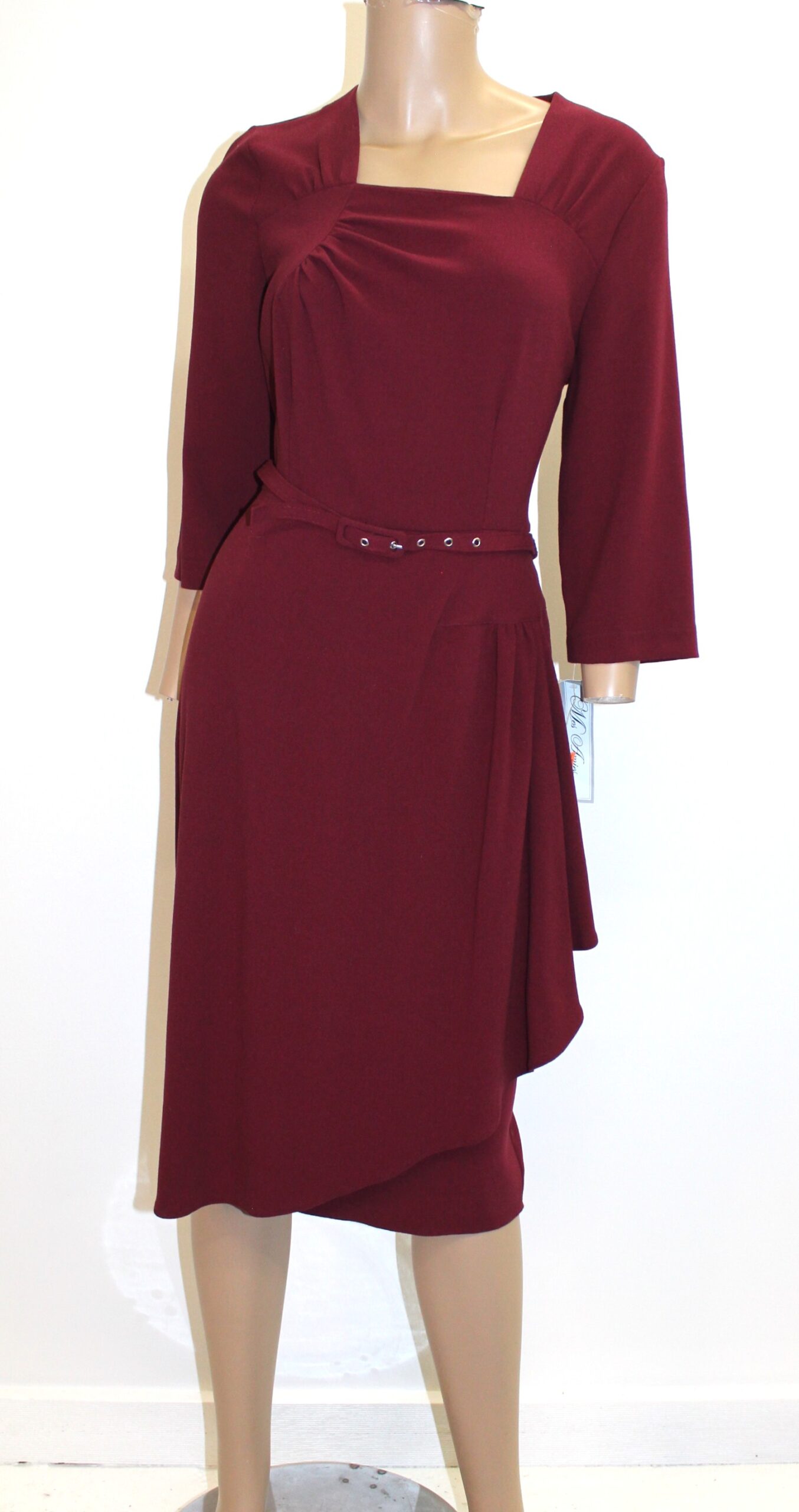 Mes Amies Boutique Vintage Maroon Dress w Slim Belt Size 12 - Image 6