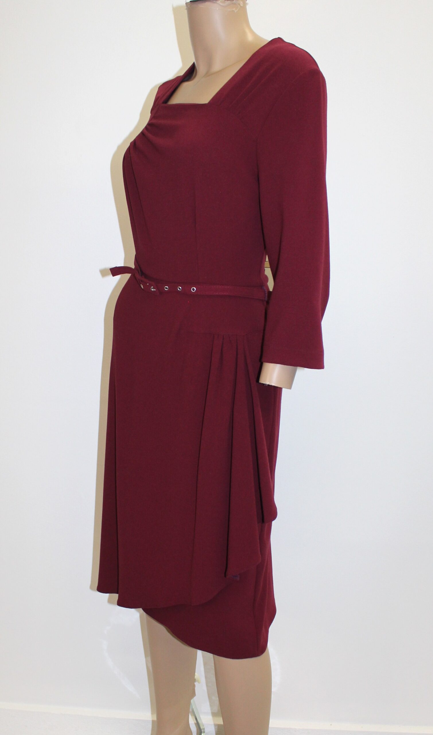 Mes Amies Boutique Vintage Maroon Dress w Slim Belt Size 12 - Image 5