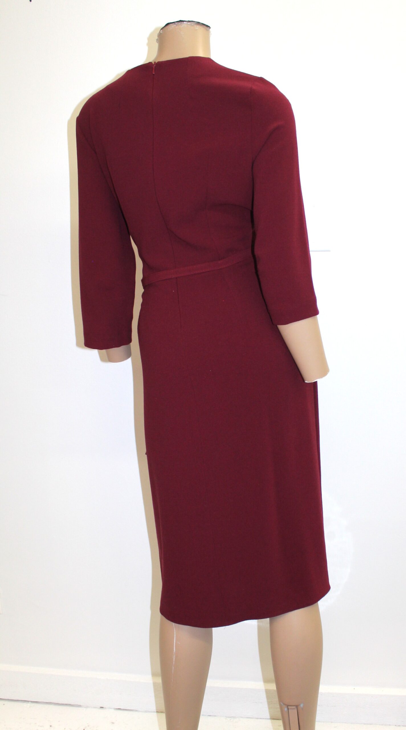Mes Amies Boutique Vintage Maroon Dress w Slim Belt Size 12 - Image 4